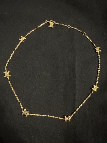CELINE｜JEWERLY (TRIOMPHE FOLK FRINGE LONG NECKLACE IN B CELINE Triomphe Folk Fringe Long Necklace in Brass with Gold
