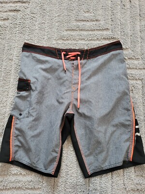 Fox Racing Board Shorts Mens 36 Swim Trunks Logo Surf Beach Pool Red Black 
