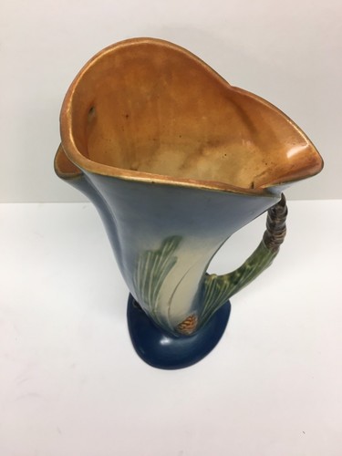 Rare Blue Roseville Pottery Pinecone Ewer Pitcher HTF 485-10