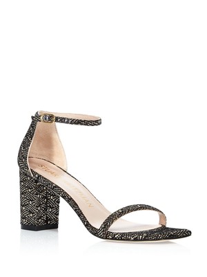 

STUART WEITZMAN Женские босоножки Amelina с золотым блеском и квадратным носком на блочном каблуке, Золотой, S0281