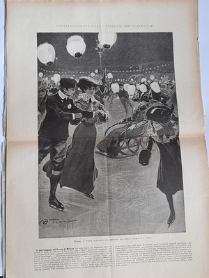 Il patinaggio all'Arena di Milano  nel 1903 - un disegno di A.Terzio