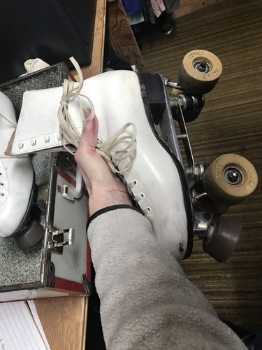 Womens Riedell Smooth White Leather Vintage Skates. Size 8 Made In Red Wing, MN
