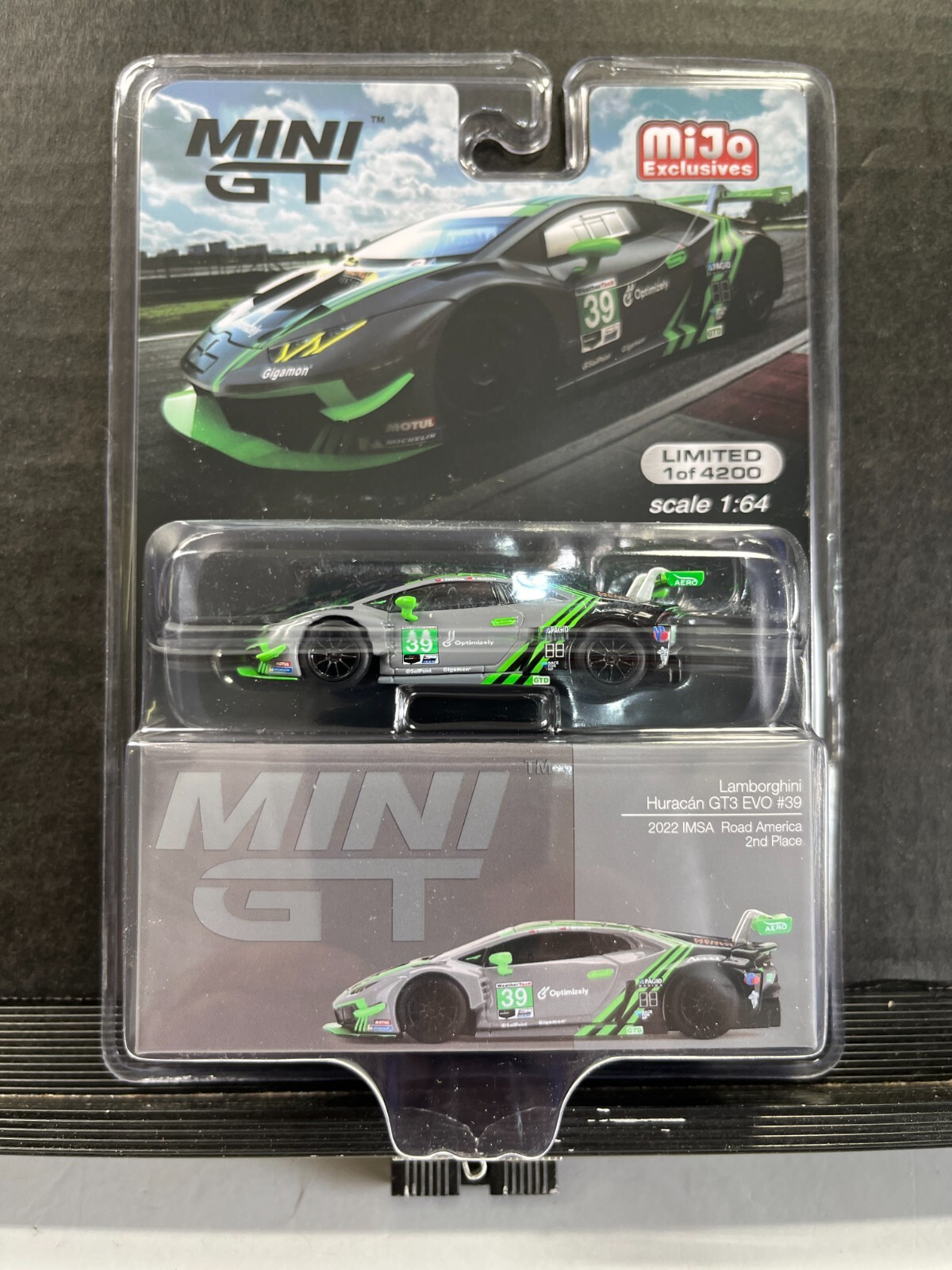1/64 MINI GT LAMBORGHINI HURACAN GT3 EVO #39 2022 IMSA 2ND