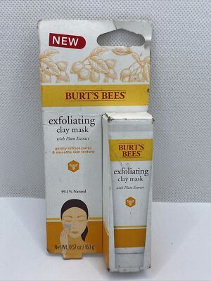 Burts Bees EXFOLIATING CLAY MASK .57oz Plum Extract Refines Pores 