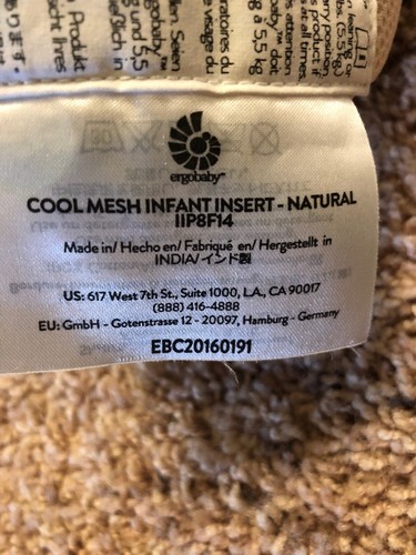 Ergo Baby Cool Mesh Infant Insert Used