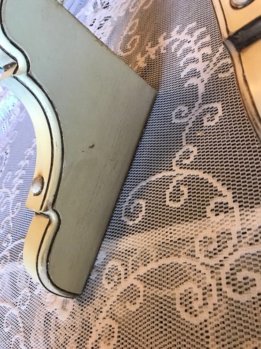 2  Antique Corbels Distressed Wood With French Lines Cream 8 3/4 X6 3/4 X 1 3/4