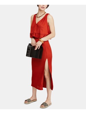 

FREE PEOPLE Женский оранжевый топ без рукавов с V-образным вырезом Размер