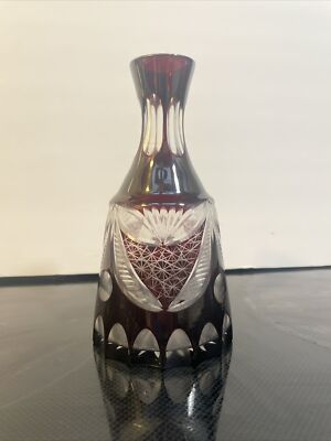 Deep Ruby Red Cut-To-Clear Bud Vase/Decanter 7 