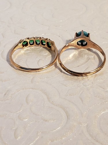 Two Gold Filled? Victorian Rings With Gems Synthetic