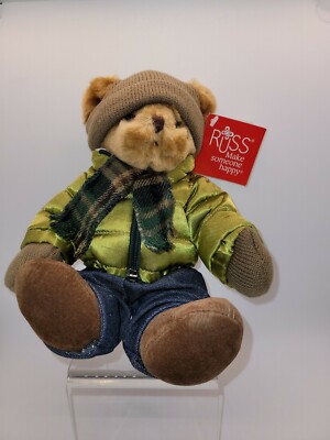 Russ Berrie 33178 Green Puffer Jacket Hat Scarf Jeans Super Cute New