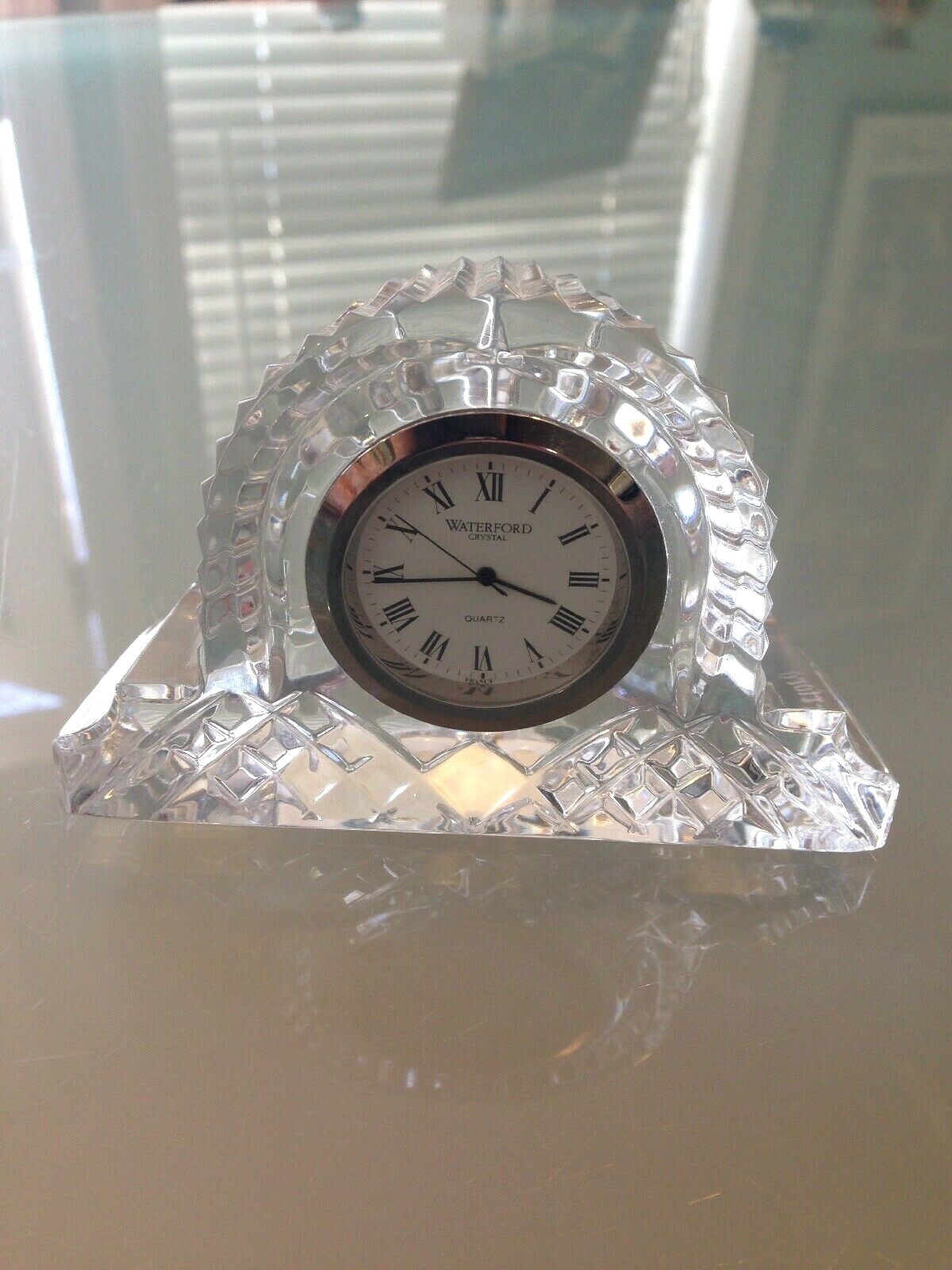 Waterford Ireland Lead Crystal Lismore Cottage Mantle Desk Rare Clock France