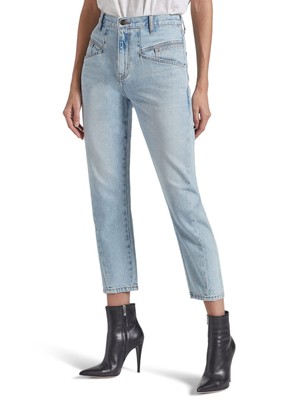 

CURRENT/ELLIOTT Женские голубые укороченные джинсы прямого кроя с карманами, Light blue, 19-5-006292-PT01490