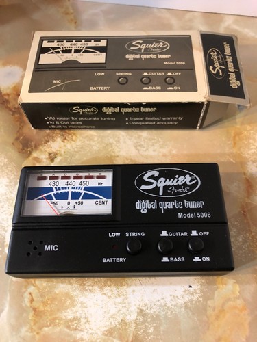 Squier Fender Digital Quartz Tuner Model 5006 Tested & Working With Box & Manual