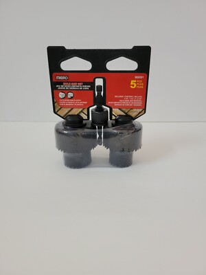 Mibro 5pc Hole Saw Set: 1-1/4'', 1-1/2'', 2'', 2-1/8'' Hole Saws & Mandrel ~ #988091