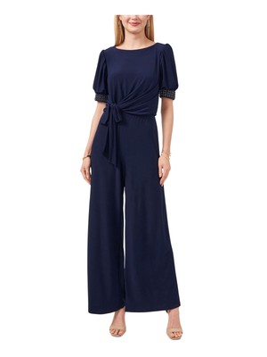 

Женский комбинезон с широкими штанинами и широкими штанинами MSK темно-синего цвета с завязками спереди и круглым вырезом, Navy