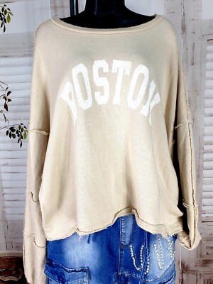 Damen Italy Sweatshirt kurz geschnitten ''Boston'' Druck  oversize bis Gr.42