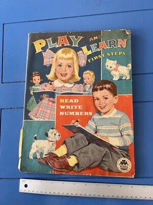 Vintage 1950s Play & Learn First Steps Used Coloring Book - Some Unused Pages