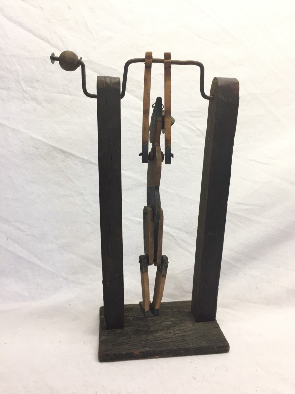 Vintage Wooden Acrobat Trapeze Somersault Toy w/ Handle USA
