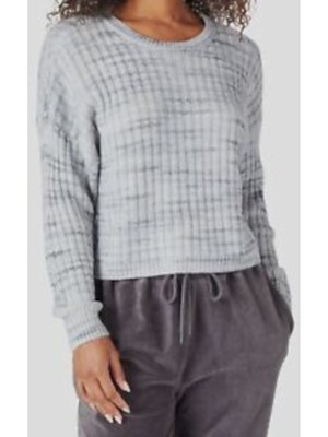 

LUCKY BRAND Женский серый свитер в рубчик свободного кроя с круглым вырезом и длинными рукавами