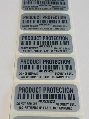 100 PRODUCT PROTECTION-BARCODE-SERIAL NUMBERING- SECURITY LABELS STICKERS SEALS