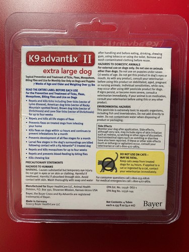 Bayer K9 Advantix II Flea and Tick Control Treatment for Dogs over 55 lbs 4 Pack