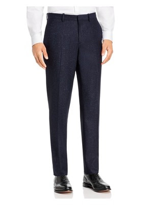 THEORY Mens Mayer Bowen Navy Flat Front, Tapered, Speckle Classic Fit Pants 31