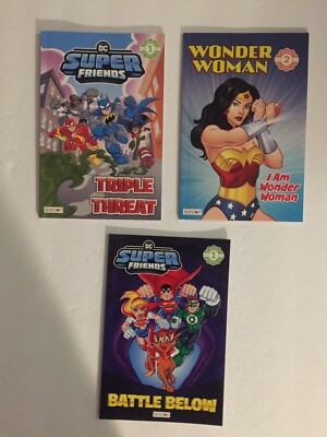 Three NEW DC Super Friends & Wonder Woman Kid's Reading Books