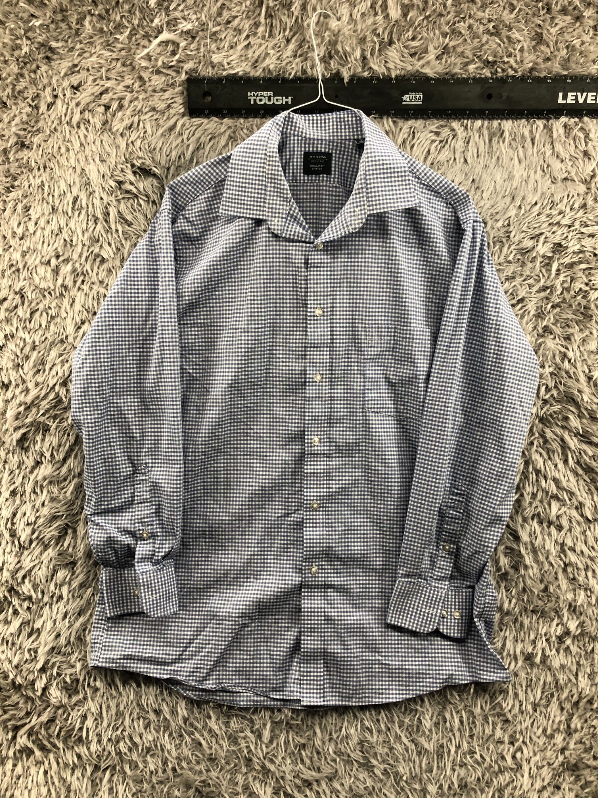 ②70s USA Arrow open collar shirt check M ②70s USA Arrow open collar shirt check M ②70s USA Arrow