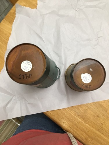 American Folk Art Metal Painted Can Basket Set Of 2