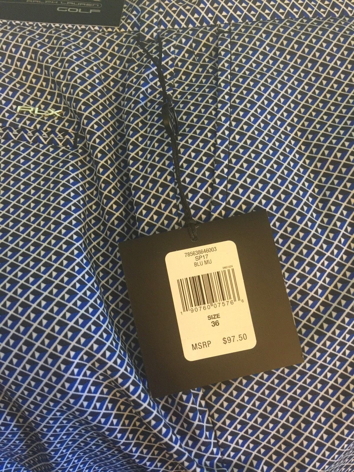 NEW Men's POLO GOLF RALPH LAUREN Shorts 36 NWT Blue Geo Abstract Multi