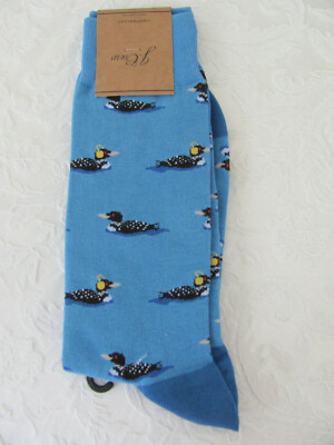 J.Crew Critter Dress Socks-Cozy Loons- Blue -Lightweight- Men's One Size-NWT