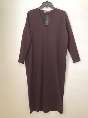Bryn Walker Taylor Ponte Knit V Neck Oversized Dress Midi Port XXS NWT $175