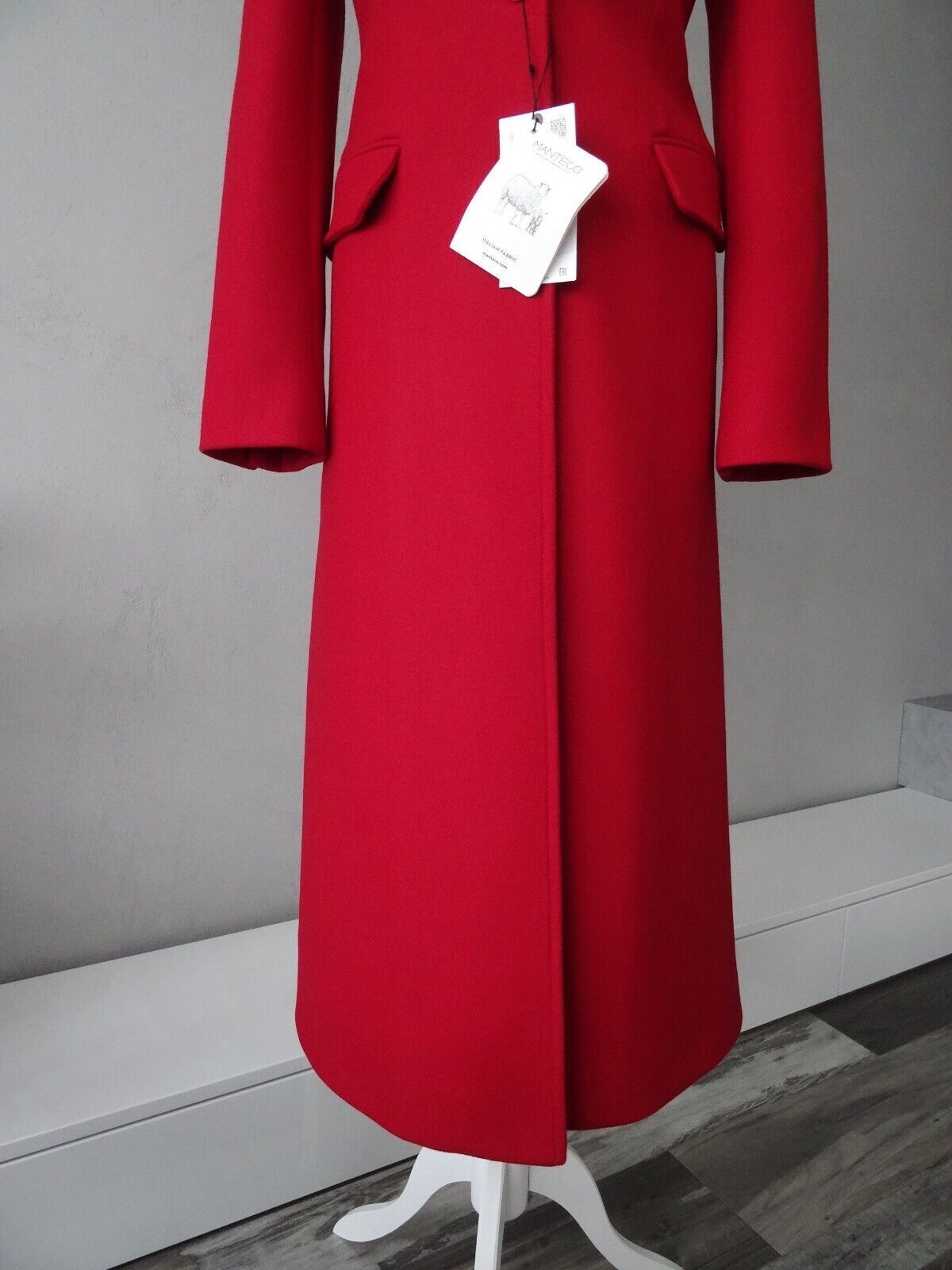 Pre-owned Zara Women Manteco Wool Blend Fitted Wool Blend Long Coat Red 8641/744