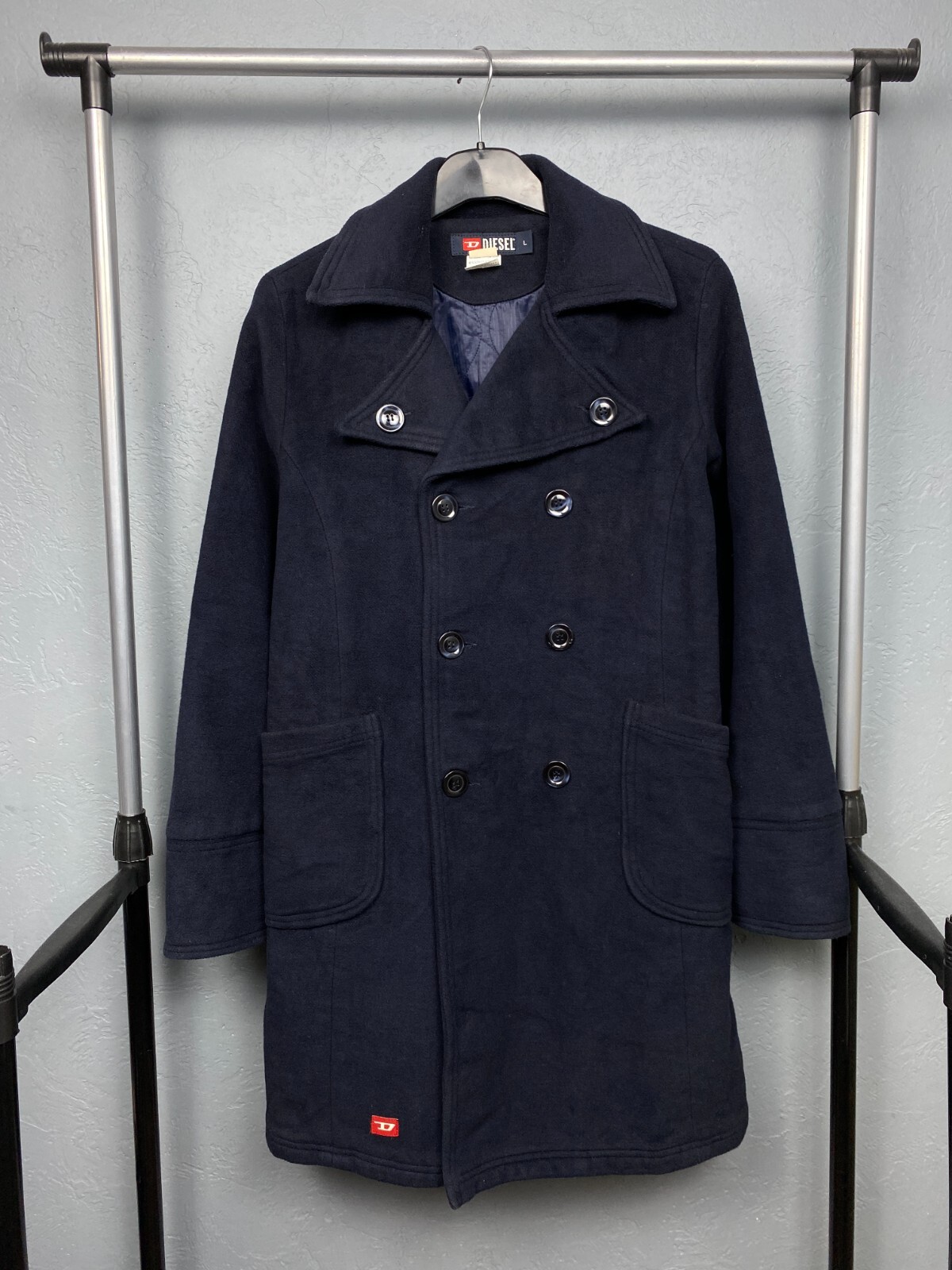 ジャケット・アウター DIESEL wool long coat (double) Diesel Vintage Womens Double Breasted Wool Coat Jacket Size