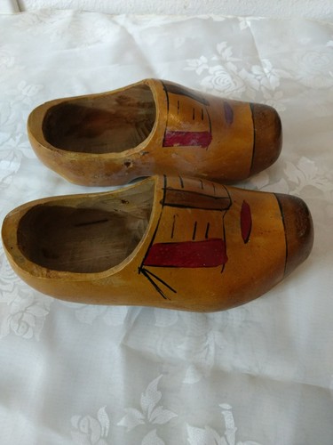 Hand Carved Klompen Wooden Dutch Shoes Clogs Holland Size Child 8
