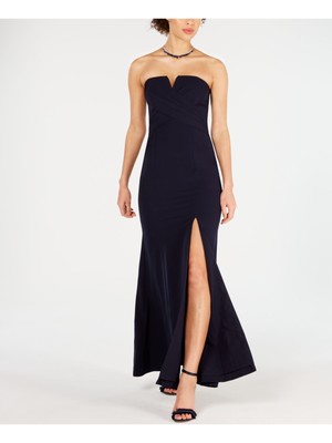 

VINCE CAMUTO Женское темно-синее вечернее макси-платье трапециевидной формы без бретелек темно-синего цвета с разрезом, Navy
