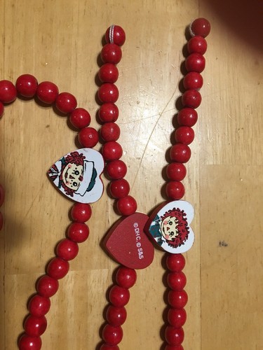 1998Target Snowden & Friends Raggedy Ann & Andy Wooden Beaded Garland 7 1/2’ EUC