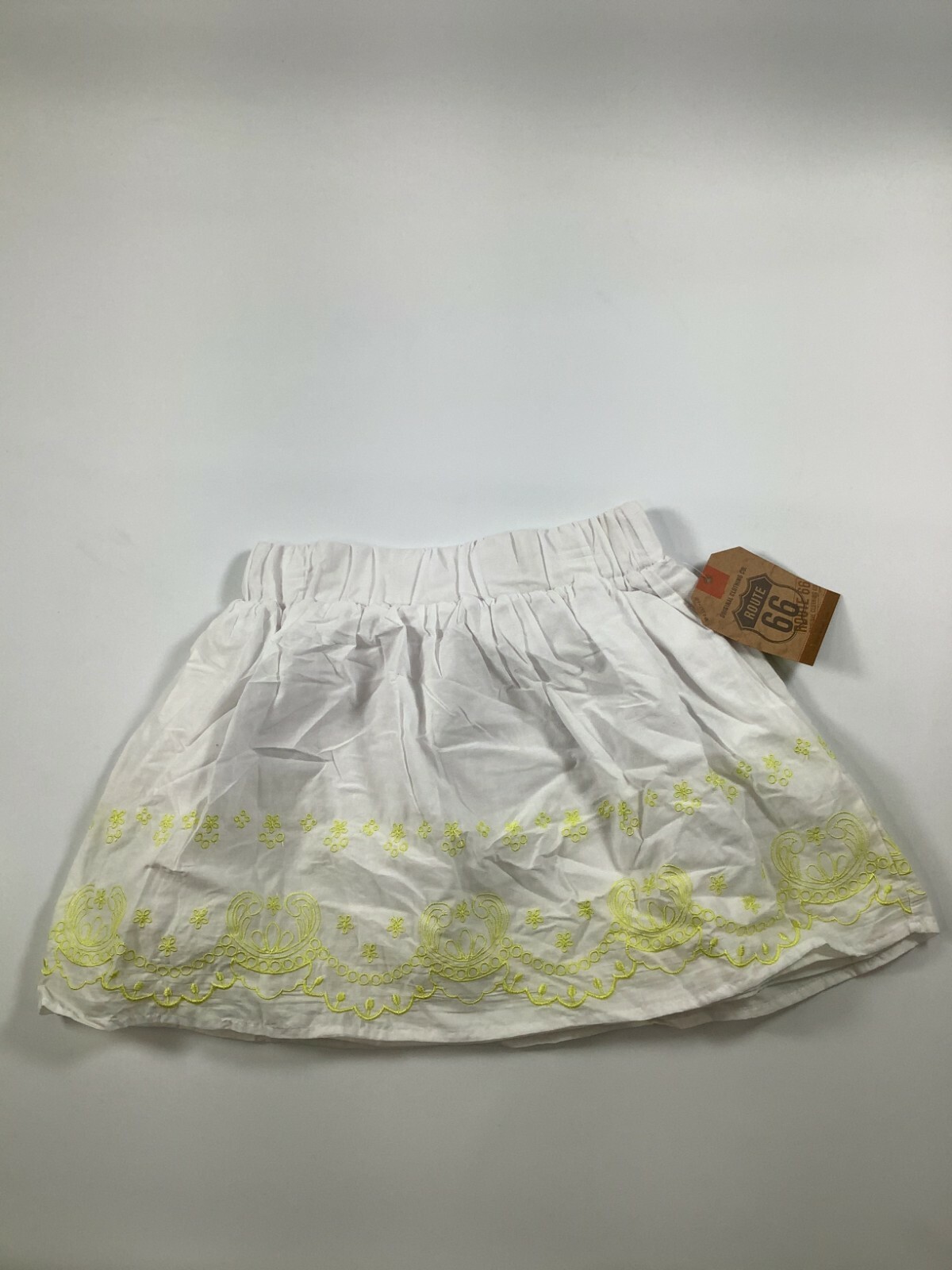 Girls Route 66 White/Yellow Stitch Skirt Large (10/12) NEW! NWT