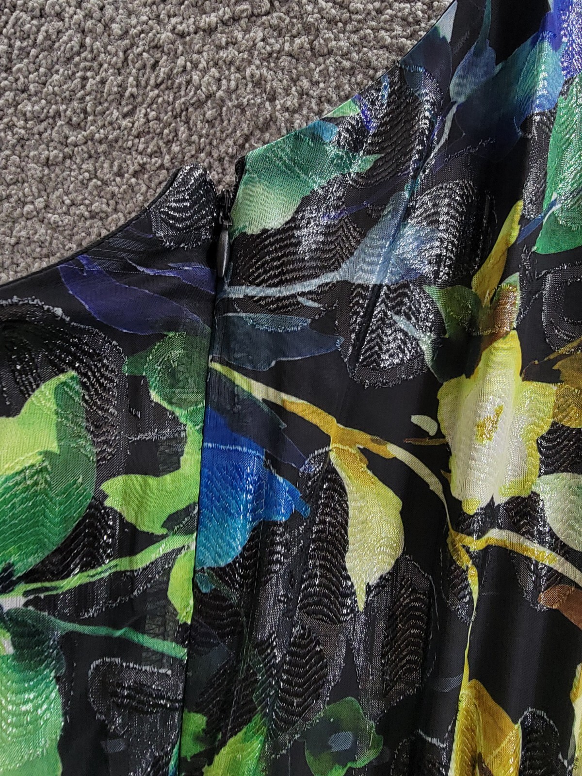 SL Fashions Floral-Print One-Shoulder Maxi Dress Womens 6 Multi Back Zip Closure - Picture 12 of 16