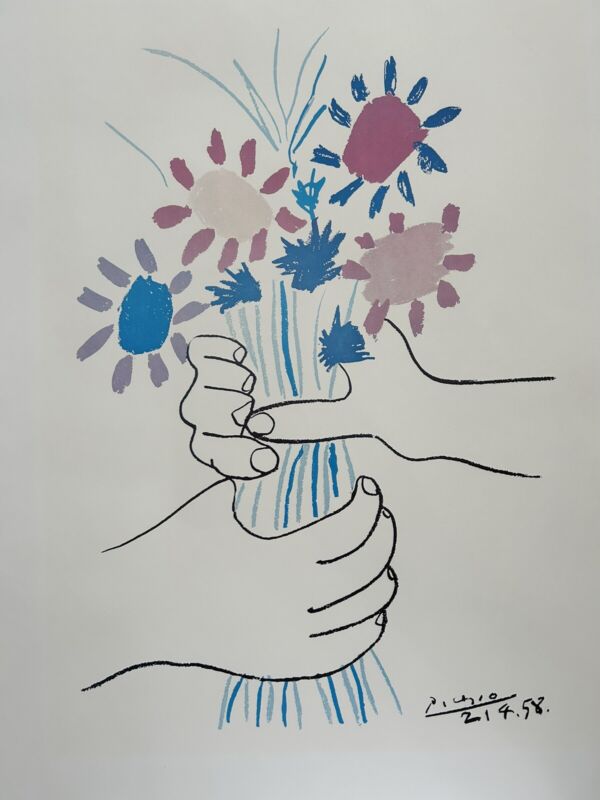Pablo Picasso Main Aux Fleurs Lithograph Print/ Poster 22x28