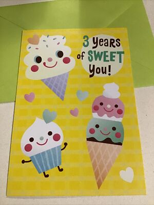 Happy 3rd Birthday 3 Years Old Of Sweet You! 5 x7  Hallmark Greeting Card