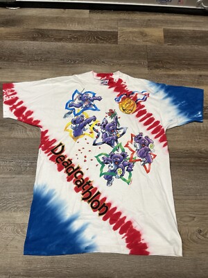 VINTAGE 1996 XL DEADCATHALON GRATEFUL DEAD LIQUID BLUE T SHIRT