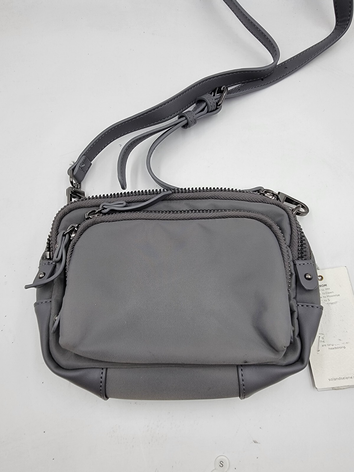 SOL AND SELENE Pristine Crossbody Bag Women's Slate Gray Adjustable Strap - Picture 1 of 15