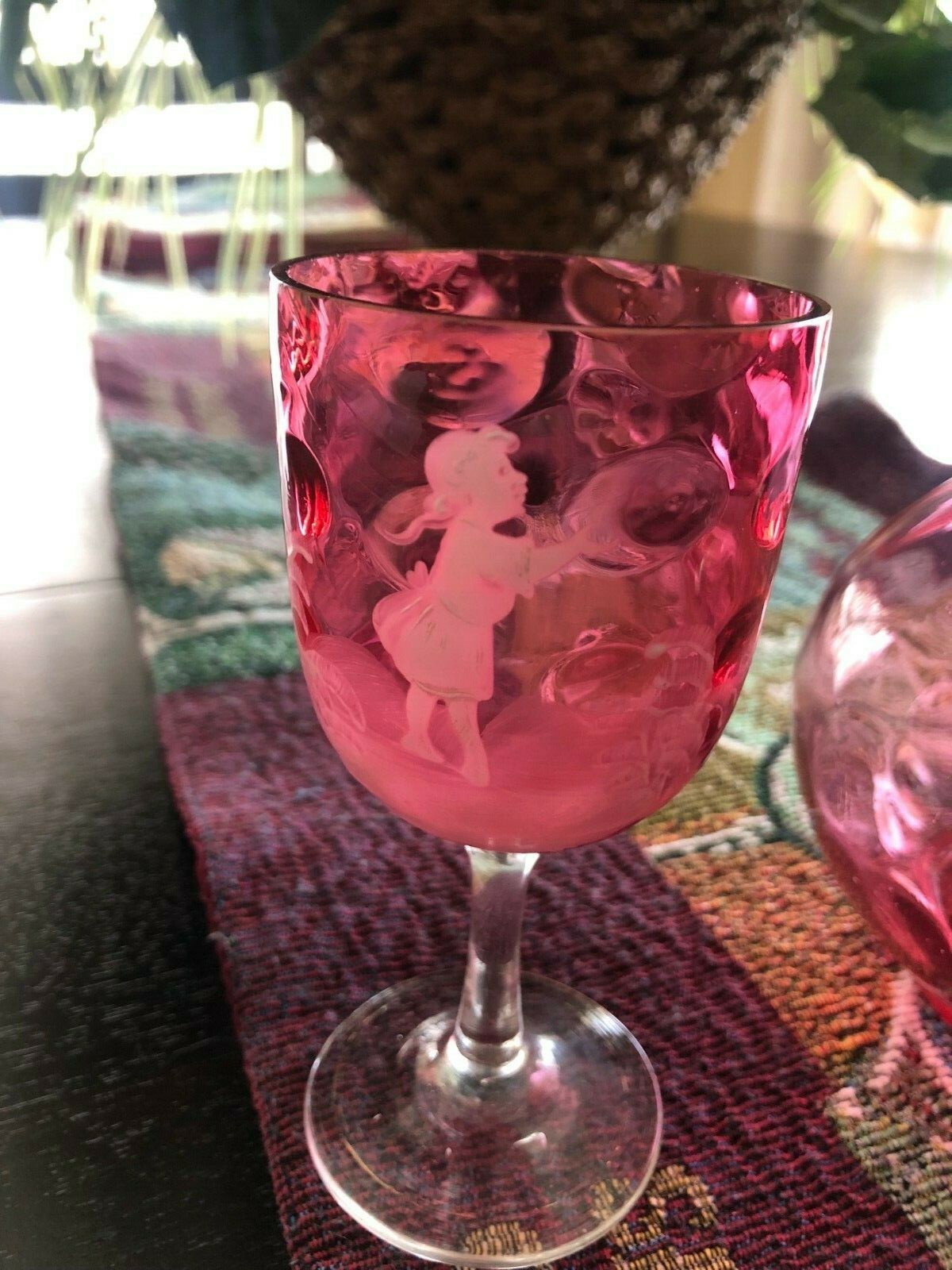 Antique Mary Gregory Liqueur Liquor Decanter Set – 5 Pieces