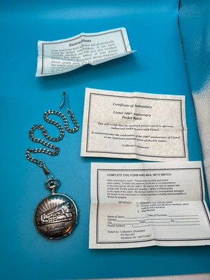 Lionel Train 100th Anniversary Pocket Watch & Chain 671 Steam Turbine Locomotive