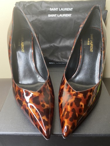YSL Saint Laurent heels pumps shoes patent leather tortoise