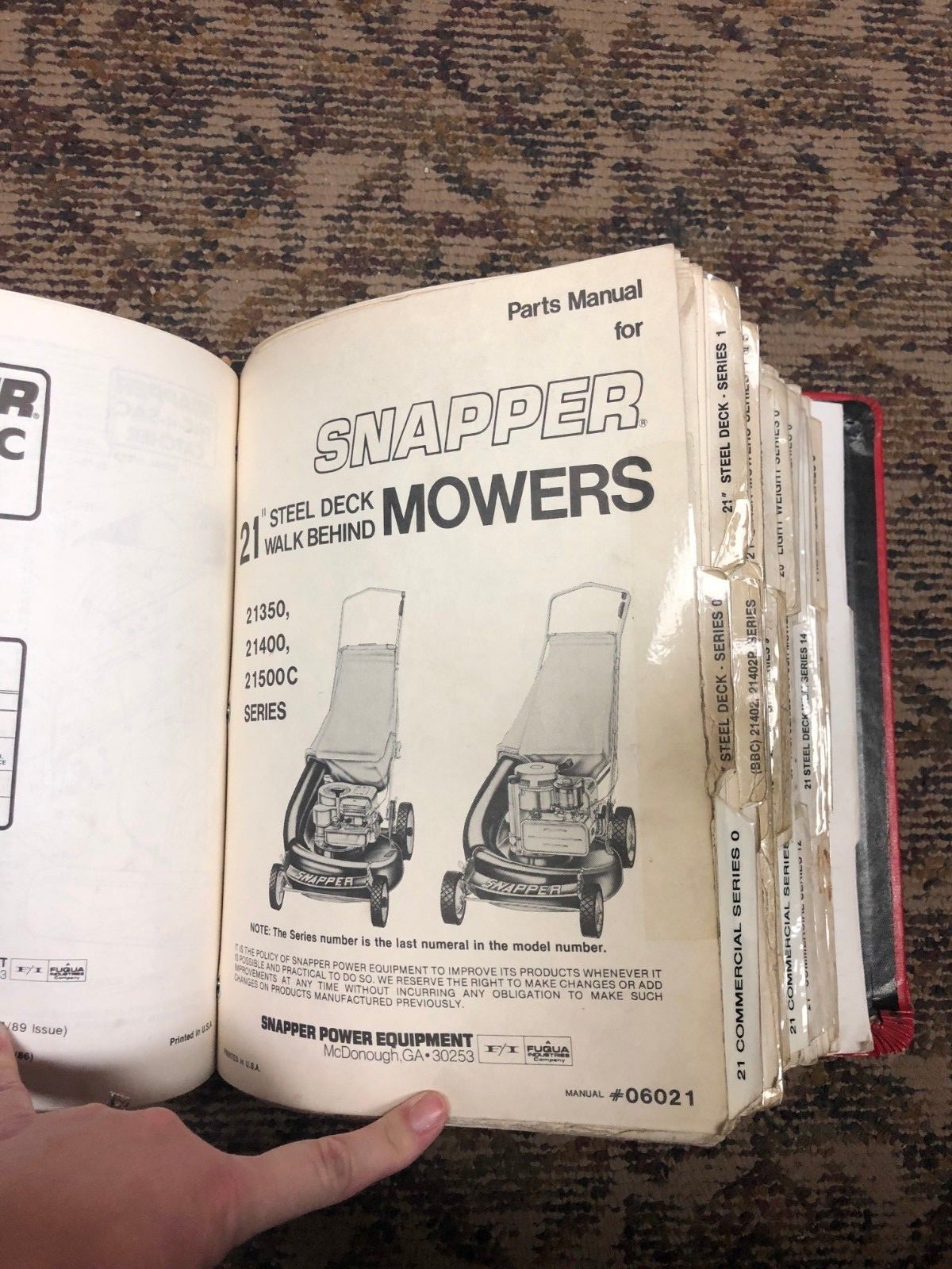 HUGE book of Snapper Walk Behind Mower Parts and Service Manuals