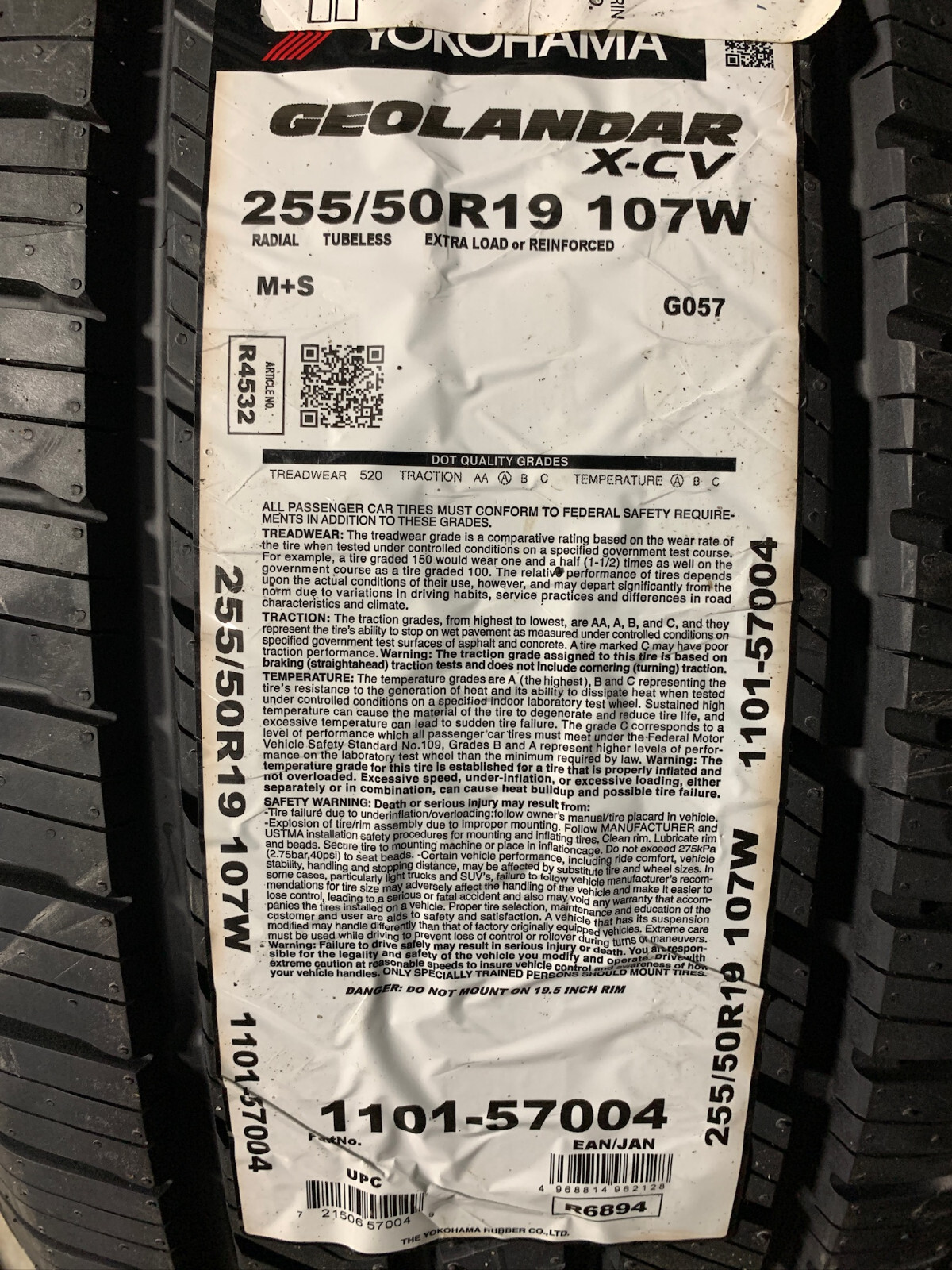 ☆新車外し☆ 255/50R19 YOKOHAMA GEOLANDAR 4本 ☆新車外し☆ 255/50R19 YOKOHAMA GEOLANDAR 4本