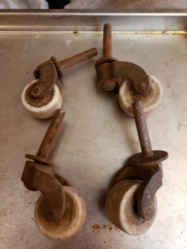 Vintage White Porcelain Ceramic Casters Set of 8