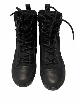 Ecco Women s Black Leather and Synthetic , Gore-tex Zip Booties Size 8